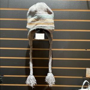 Faded Glory Gray Knit Hat with Braided Tassels